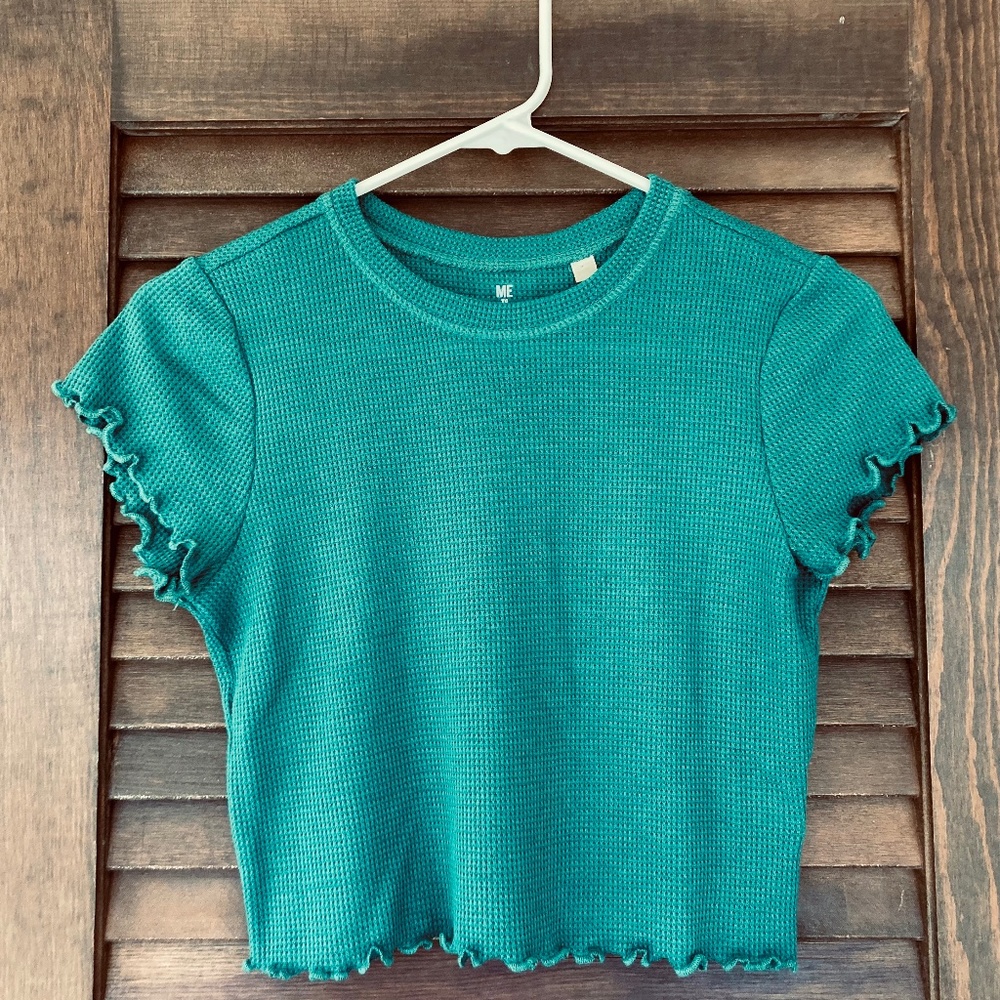 Me to We Cropped short Sleeve Waffle Shirt